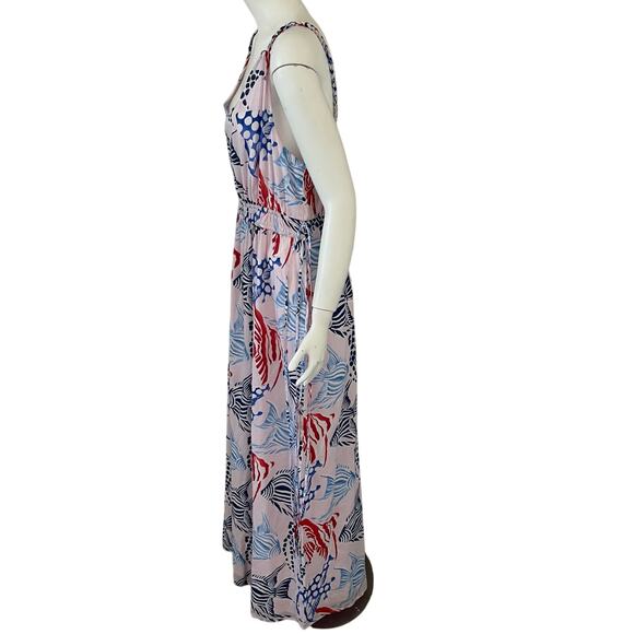 NWT Loft Fish Print Double Side Tie Maxi Dress Size XL Resort Beach Tropical - Picture 6 of 15
